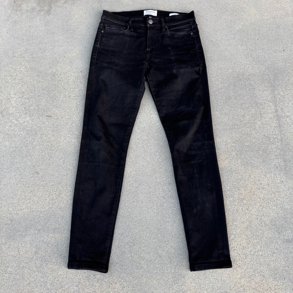 FRAME Denim Jagger True Skinny Jeans Noir Black Size 29 LMHSS278 Womens - Picture 1 of 12